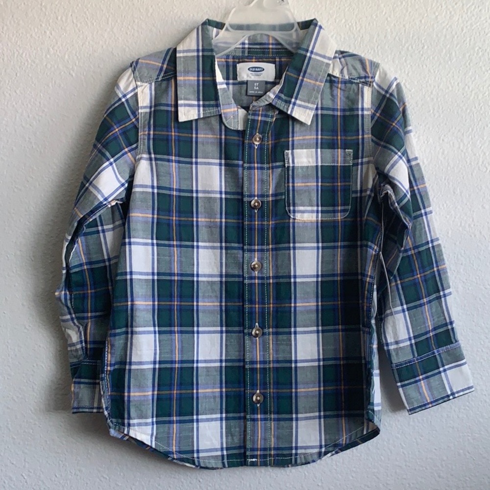 Boys green, blue, and white flannel
